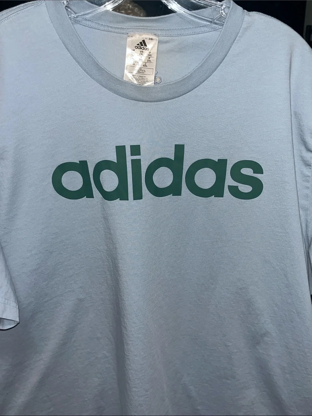 Adidas  Light Blue Tee with Dark Green Logo